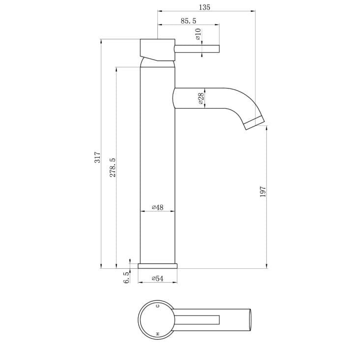 Cascade Element 5 Matt Black High Rise Basin Mixer - Image 5