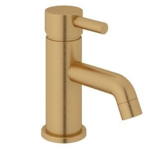 Cascade Element 5 Brushed Brass Mini Basin Mixer with Push Button Waste
