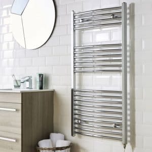 Cascade Curved 1200 x 500mm Chrome Electric Towel Rail - Thermostatic Control