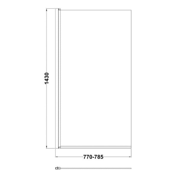 Cascade 6mm Straight Shower Bath Screen, Matt Black - Image 2