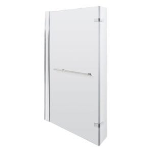Cascade 6mm L Shaped Shower Bath Screen, Fixed at Wall with Hinged Return