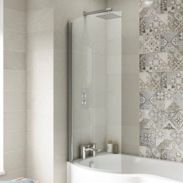 Cascade 6mm P Shaped Shower Bath Screen