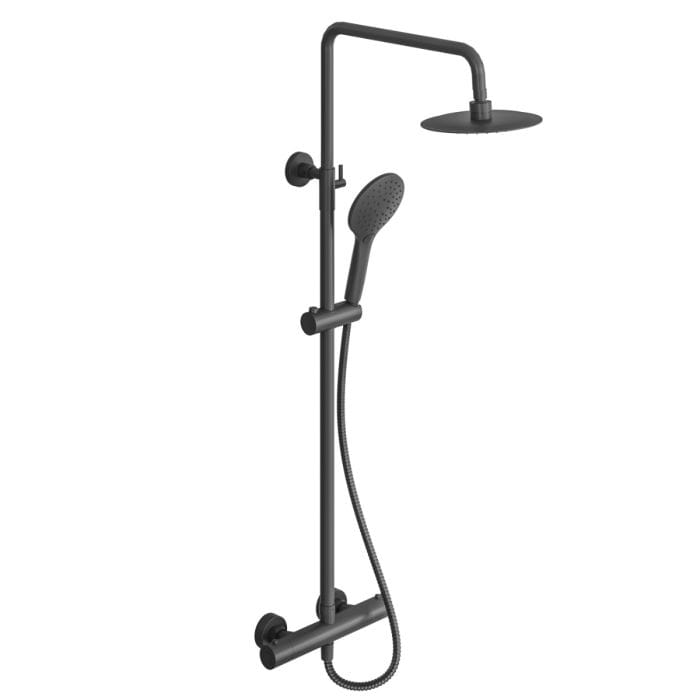 Cascade Element Pro Exposed Round Shower Kit, Matt Black