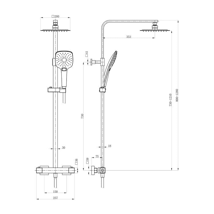 Cascade Element Pro Exposed Round Shower Kit, Matt Black - Image 5