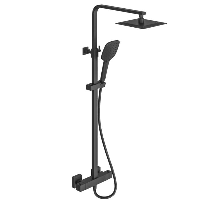 Cascade Una Pro Exposed Square Shower Kit, Matt Black