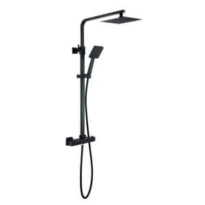 Cascade Una Exposed Square Shower Kit, Matt Black