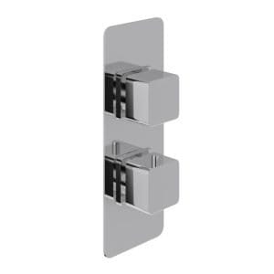Cascade Una Chrome Square Concealed Twin Shower Valve with Diverter, 2 Outlet