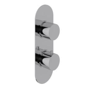 Cascade Element Chrome Round Concealed Twin Shower Valve, 1 Outlet