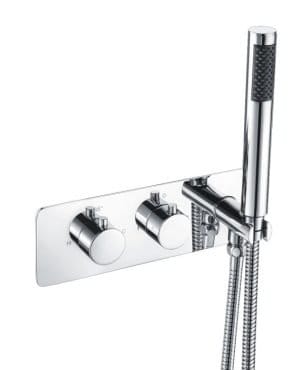Cascade Element Chrome Round Twin Valve with Integrated Handset, 2 Outlet