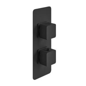 Cascade Una Matt Black Square Concealed Twin Shower Valve with Diverter, 2 Outlet