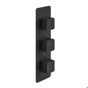Cascade Una Matt Black Square Concealed Triple Shower Valve with Diverter, 3 Outlet