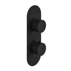 Cascade Element Matt Black Round Concealed Twin Shower Valve with Diverter, 2 Outlet