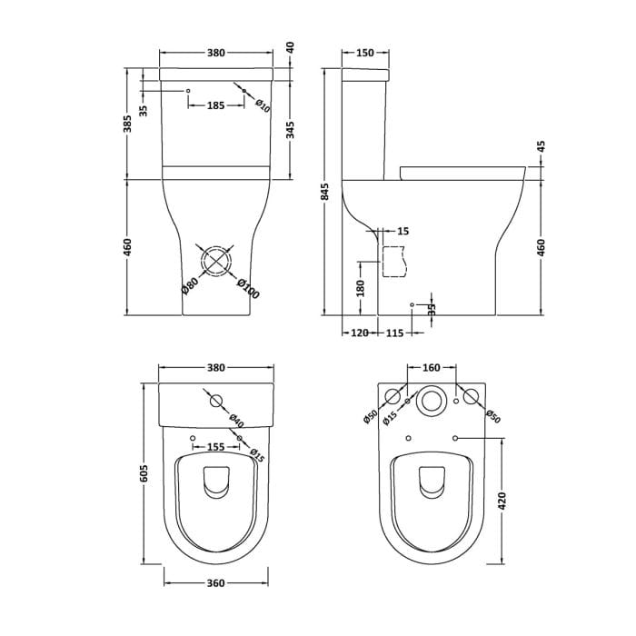 Cascade Sierra Comfort Height Close Coupled Toilet with Soft Close Seat - Image 2