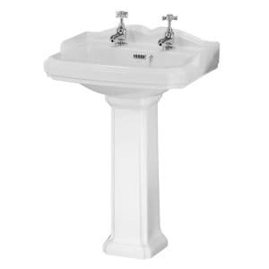 Cascade Winchester 580mm 2 Tap Hole Basin and Pedestal