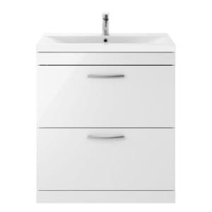 Cascade Carnation 800mm Floor Standing 2 Drawer Vanity Unit, with Basin