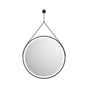 Cascade Belini Round Led Hanging Mirror - 600mm Wide - Matt Black