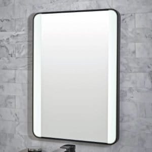 Cascade Mono Soft Square Mirror With Demister And Colour Change - 500mm X 700mm - Matt Black