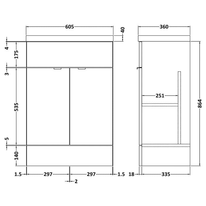 Cascade Union Full Depth Gloss White Vanity Unit - Image 6