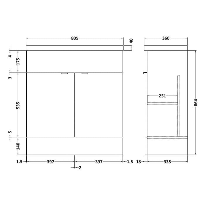 Cascade Union Full Depth Gloss White Vanity Unit - Image 8