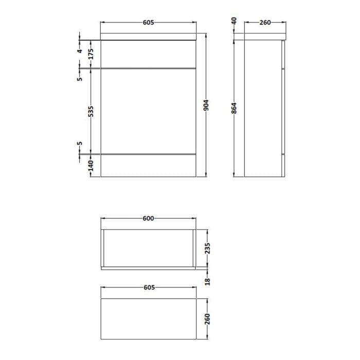 Cascade Union Slimline Gloss Grey WC Unit with Top - Image 4
