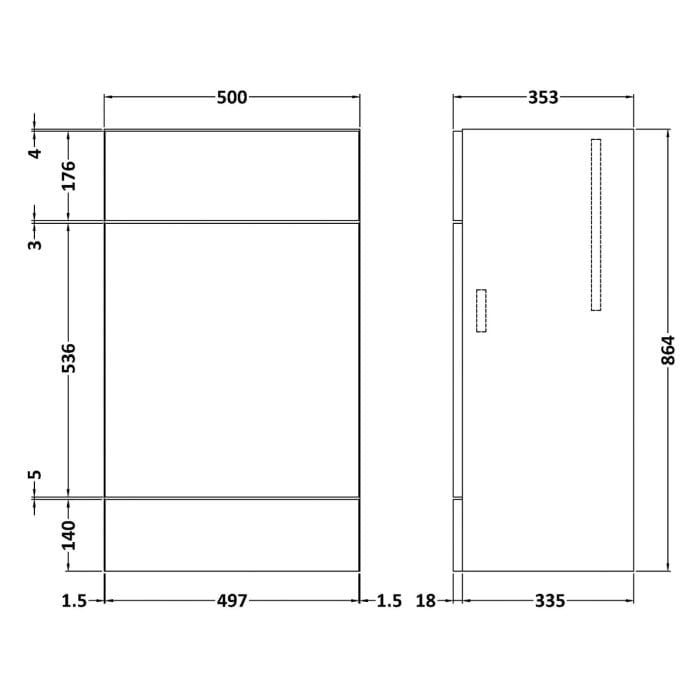 Cascade Union 500mm Full Depth WC Unit - Image 12