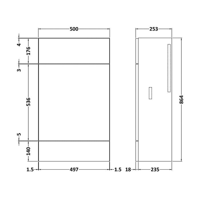 Cascade Union 500mm Slimline WC Unit - Image 12