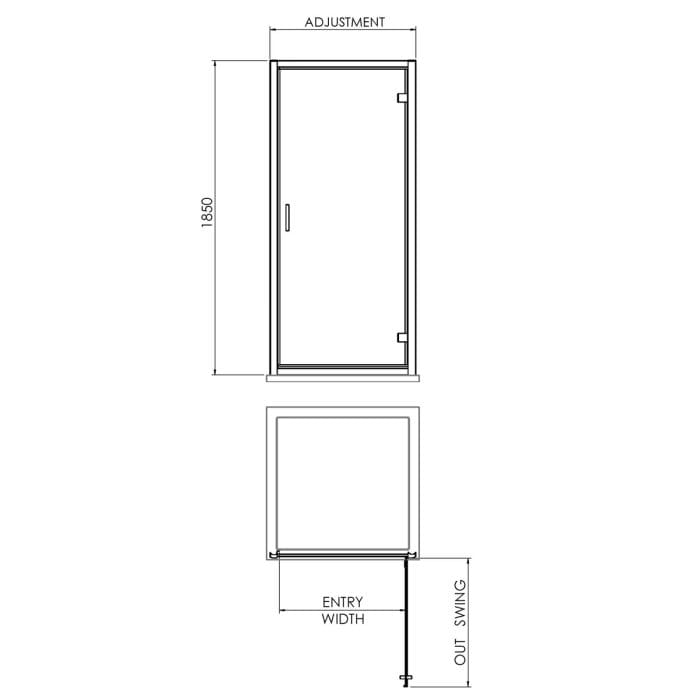 Cascade 6mm Brushed Brass Hinged Shower Door - Image 2