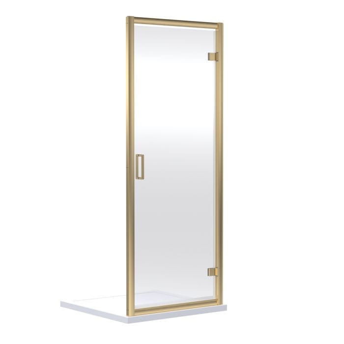 Cascade 6mm Brushed Brass Hinged Shower Door