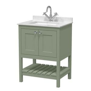 Cascade Juliette 600-800mm Fern Green 1 Tap Hole Floorstanding Vanity Unit with Marble Top