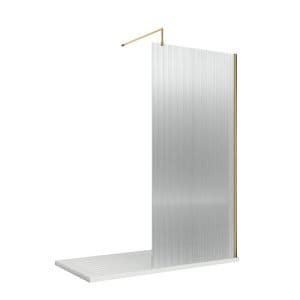 Cascade Brushed Brass Fluted 8mm Wetroom Screen - 1850mm High