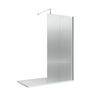 Cascade Chrome Fluted 8mm Wetroom Screen - 1850mm High
