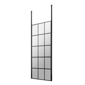 Cascade 8mm, Matt Black Grid Wetroom Shower Screen with 2 Ceiling Posts - 1950mm High