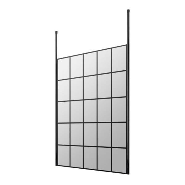 Cascade 8mm, Matt Black Grid Wetroom Shower Screen with 2 Ceiling Posts - 1950mm High - Image 13