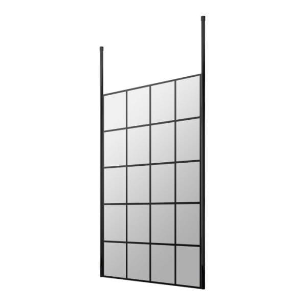 Cascade 8mm, Matt Black Grid Wetroom Shower Screen with 2 Ceiling Posts - 1950mm High - Image 7