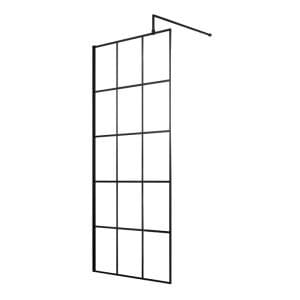 Cascade 8mm, Matt Black Grid Wetroom Shower Screen - 1950mm High