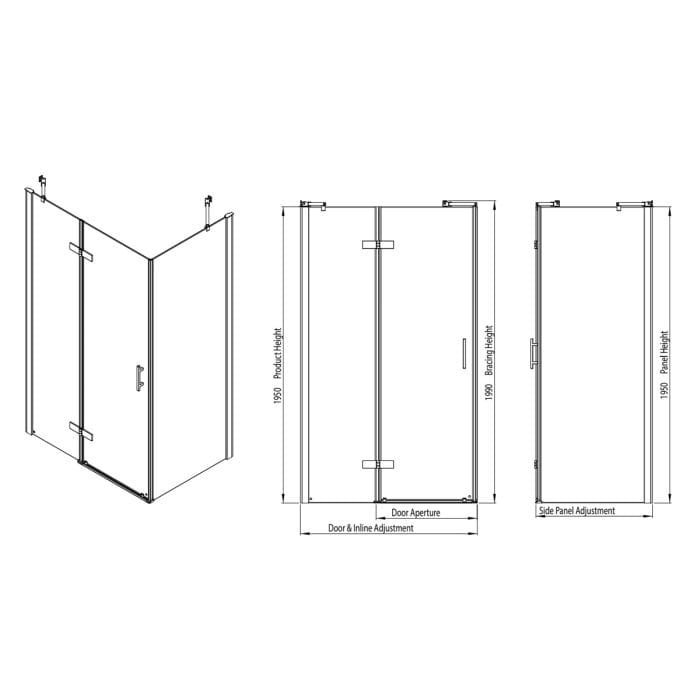 Cascade Pro 8 Frameless 8mm Hinged Shower Door - Image 4
