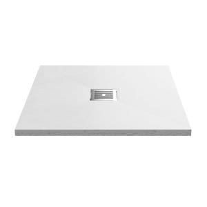 Cascade Square White Slate Shower Tray, Center Waste-800mm x 800mm