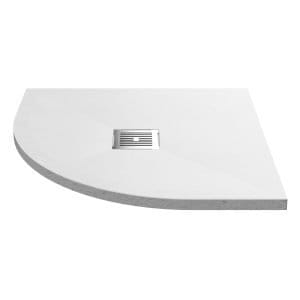 Cascade Quadrant White Slate Shower Tray, Center Waste-800mm x 800mm