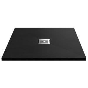 Cascade Square Black Slate Shower Tray, Center Waste-900mm x 900mm